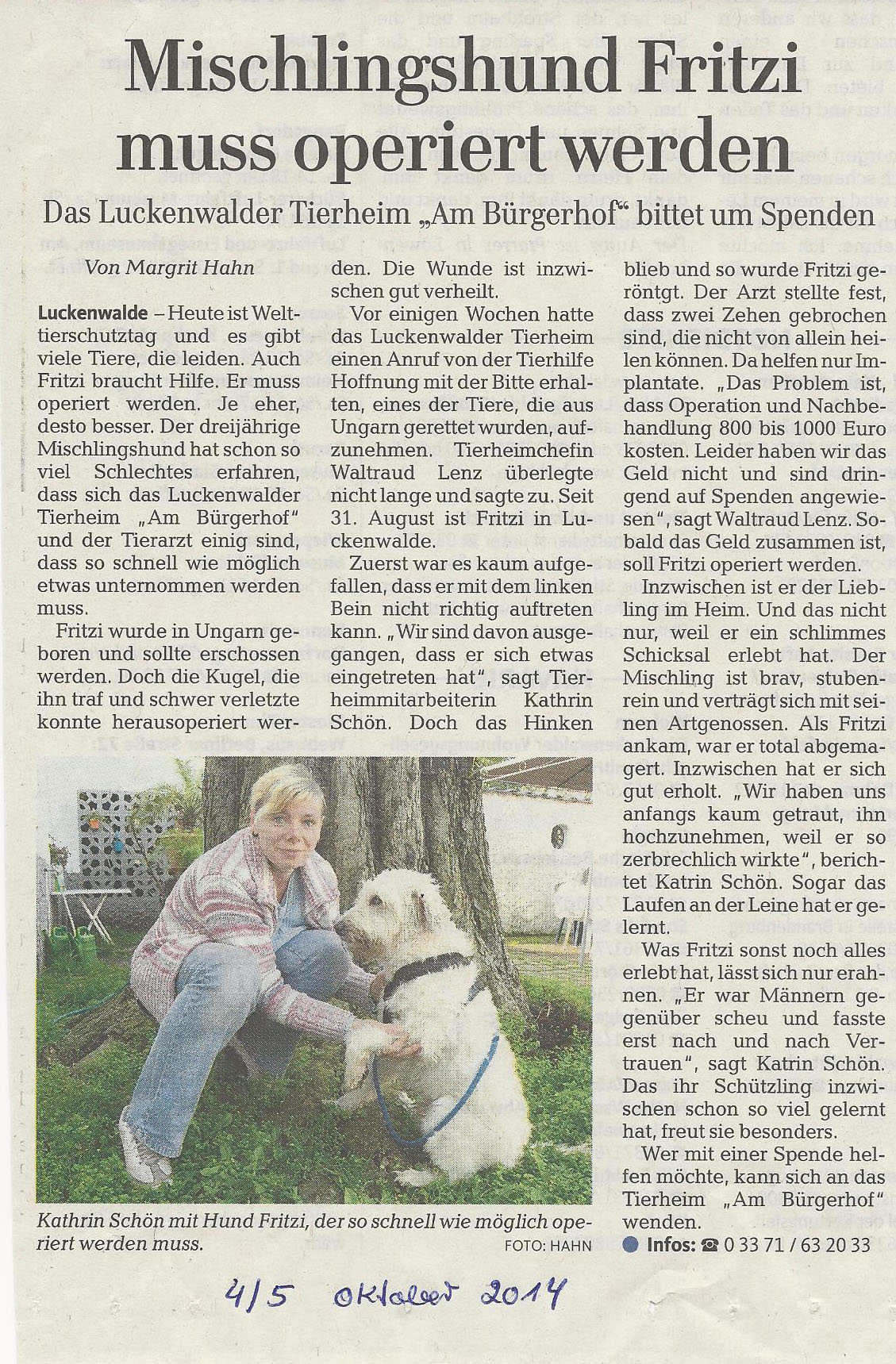 Spendenaktion Fritzi MAZ 1