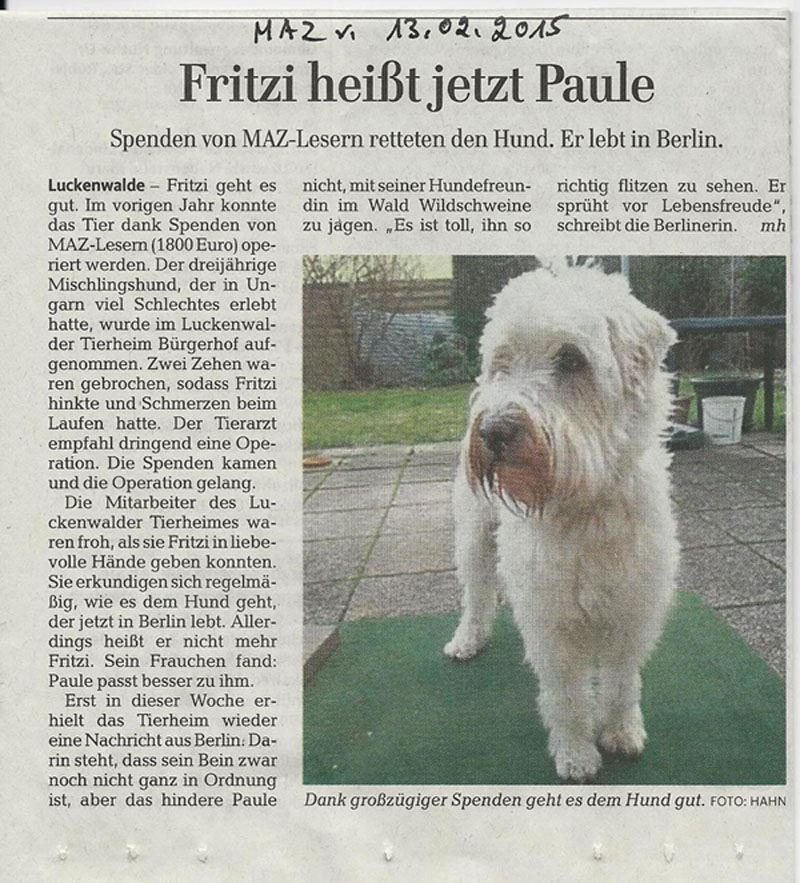 Fritzi, jetzt Paule